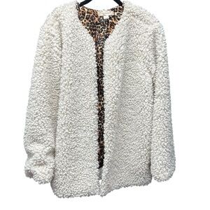 Band of Gypsies Women's Cream Faux Fur Shearling Coat Size Large